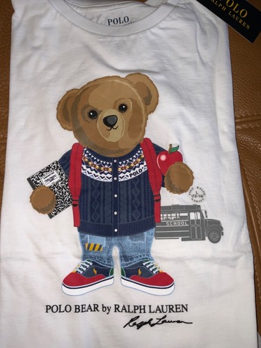 Polo Ralph Lauren Polo Bear white Cotton Tee Shirt Sz L 12-14 youth girls NWT - Picture 3 of 3