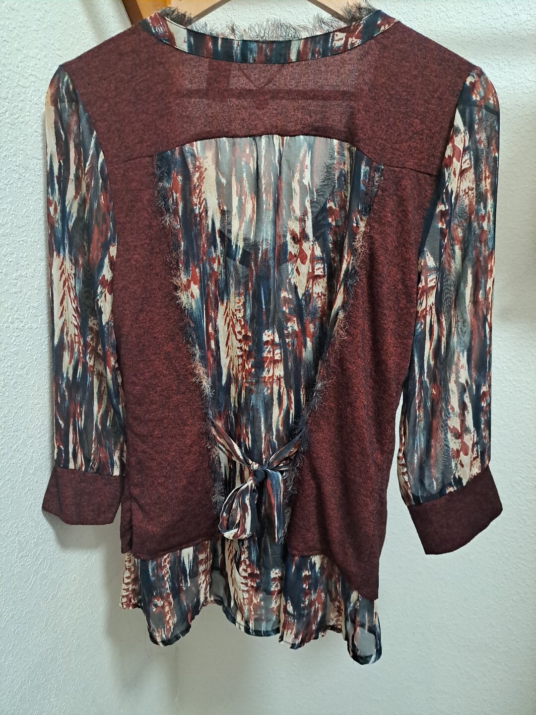 BKE Boutique Maroon Boho Button Down Top Size Lar… - image 10