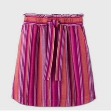 A New Day Striped Linen Skirt With Pockets Size Large