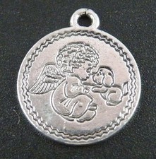 60pcs Tibetan Silver Cute Angel Round Charms Pendants 23x20x1.5mm 10762