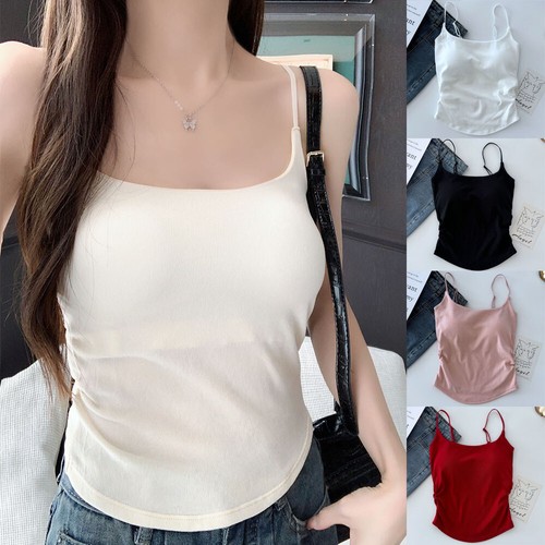 Womens Tank Tops Camisole with Built in Shelf Bra Vest Padded Adjustable Strap