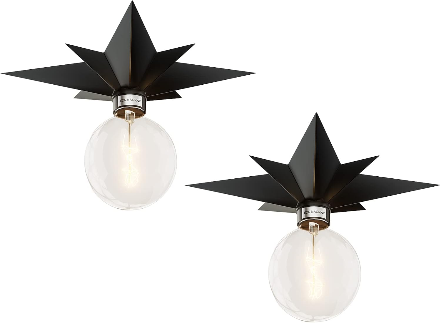 Flush Mount Ceiling Light - 2 Pack Star Light Fixture Hallway Light Fixtures Cei