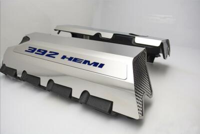 Polished Fuel Rail Covers W/ Dark Blue for 2011-2022 6.4L 392 Automatic