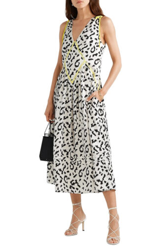 Self-Portrait Leopard Print Midi Dress 8 Sleeveles