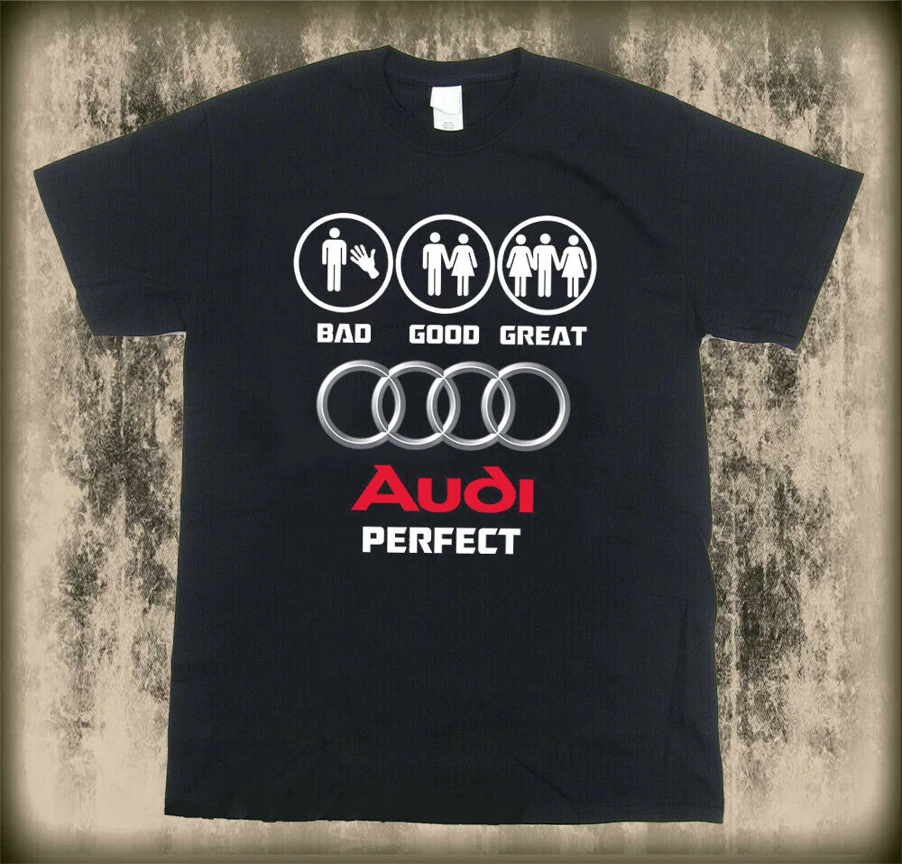 Audi Good Great Perfect Car Men&#039;s Logo T-Shirts Black Sz S - XXL | eBay