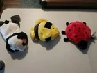 Vtg Ty Beanie Baby Lot Of 3 Large Panda Fish Lady Bug New