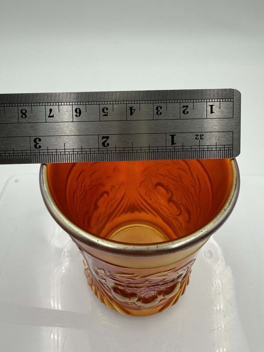 Dugan Carnival Glass Tumbler Wreathed Cherry Marigold Vintage Drinking  Glass | eBay