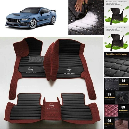 For Ford Mustang Car Floor Mats Luxury Custom Waterproof Carpets Cargo Liners - Picture 16 of 35