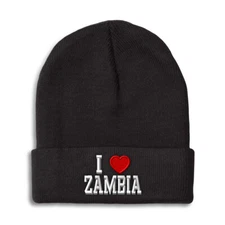 Beanies for Men I Love Zambia I Love Winter Hats for Women Acrylic Skull Cap