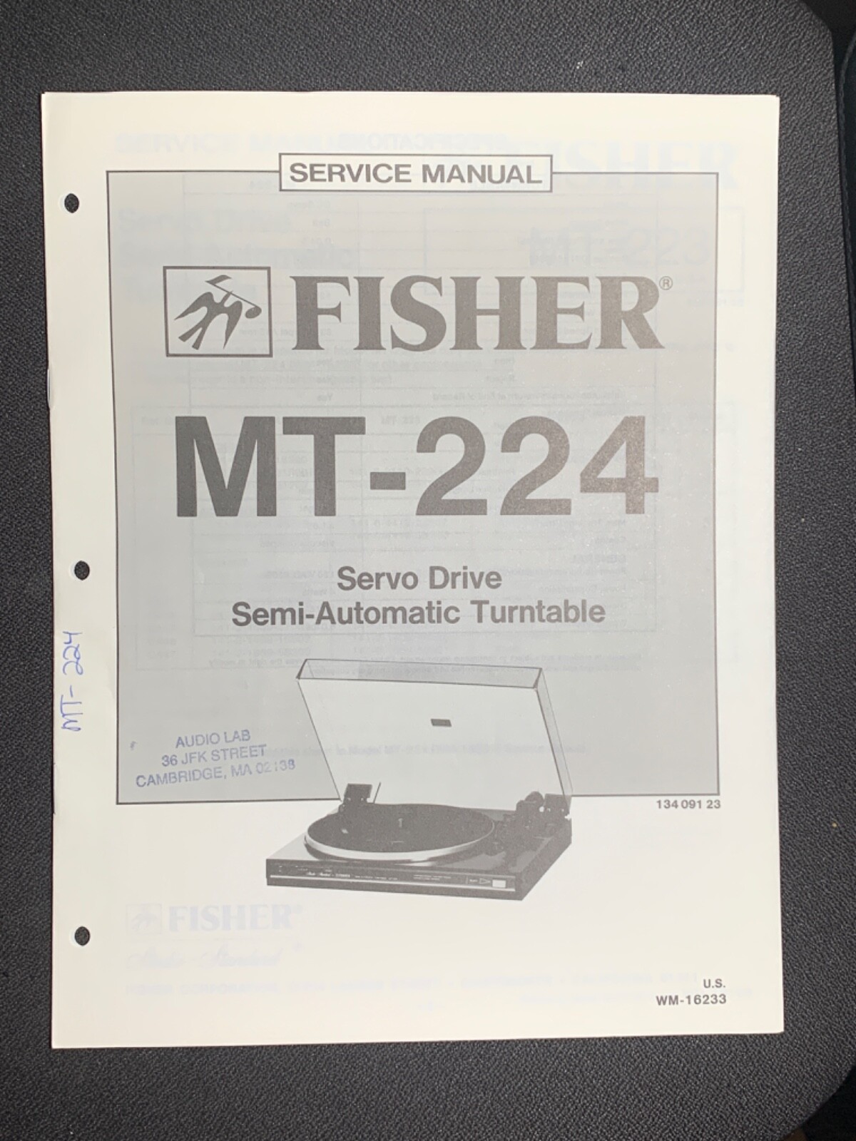 Fisher MT-224 Servo Drive Semi-Auto Turntable Service Manual Original