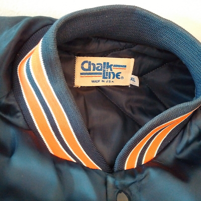 Vintage 1980s CHALK LINE Satin Jacket Coat CHICAGO BEARS Ditka NFL