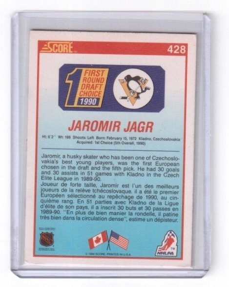 1990-91 NHL Score First Round Draft Choice Jaromir Jagr Pittsburgh