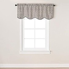 Westchester Scalloped Window Curtain Valance, 52" W x 22" L, Gray, NEW