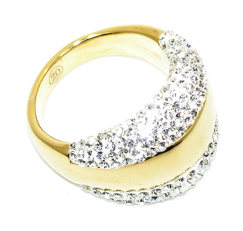 Anello IN Acciaio Donna Dell'Amicizia di Fidanzamento Argento Rosa Oro Strass - Immagine 3 di 4