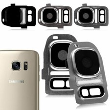 Back Rear Camera Glass Lens Cover Flash Replacement Samsung Galaxy S7 Edge silv.