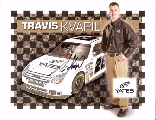 2008 TRAVIS KVAPIL signed NASCAR PHOTO CARD POSTCARD YATES FORD wCOA vanity hero - Picture 1 of 1
