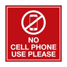 Signs ByLITA Square No Cell Phone Use Please Sign Red - Small 4x4"