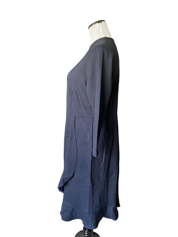 Vestido para mujer Jill Ponte tejido con volantes dobladillo talla M azul minimalista ropa de trabajo de oficina Foto 2 de 4