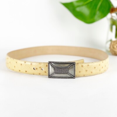 Escada Genuine Ostrich Leather Belt Escada Ostrich Waist Belt - Gold Belts, Accessories  main image 2