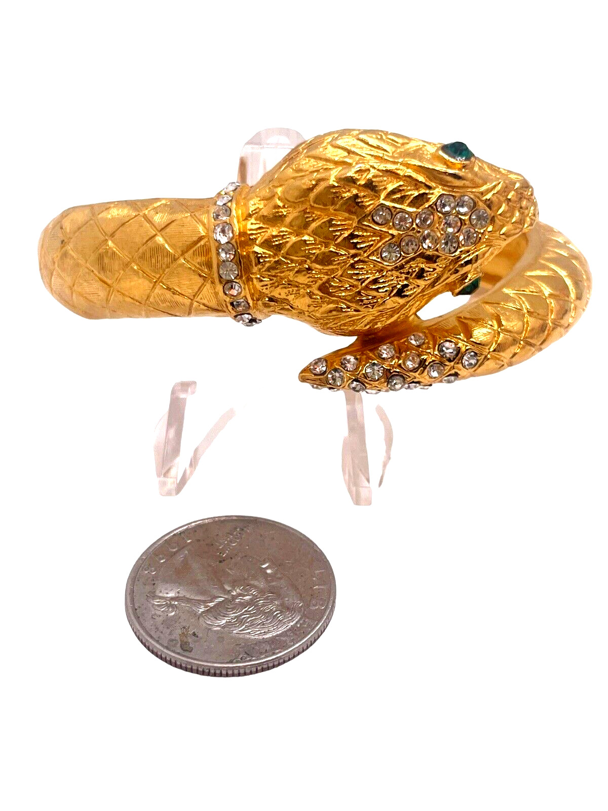 Bracelet Watch, Rare Bangle KJL Snake Figural  De… - image 1