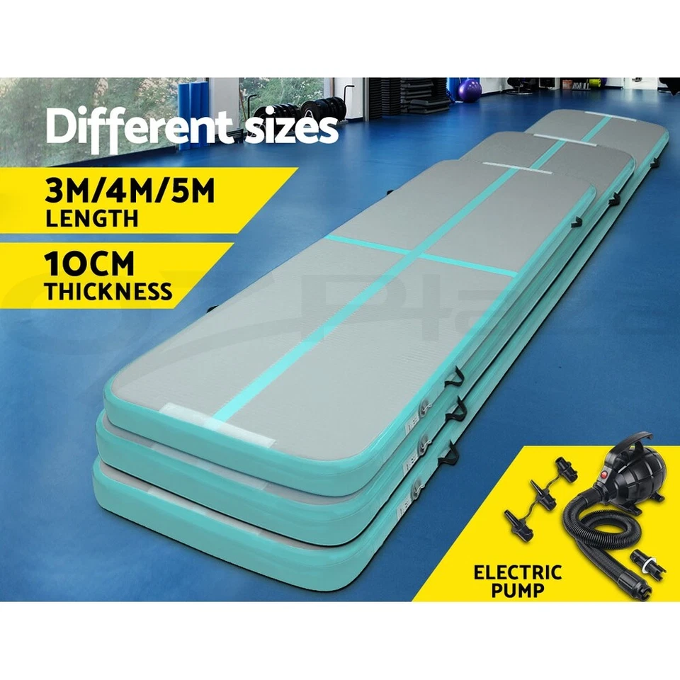 Everfit 3/4/5M Air Track Mat Gymnastics Tumbling Exercise Inflatable Pump 10CM - image 2 of 4