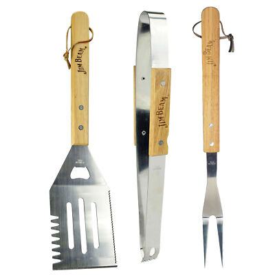Jim Beam JB0110, BBQ-Werkzeug 3-teilig (Grillgabel, Grillwender, Grillzange)