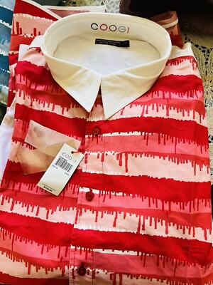 coogi Button Down Shirt For Men Size:6XL. COLOR: B -RED