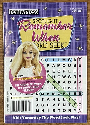 Spotlight Remember When Word Seek June 2024 Penny Press It Is A Barbie World