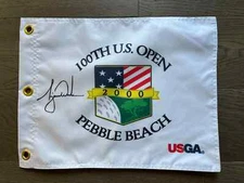 2000 US Open @ Pebble Beach White Souvenir Flag w/Tiger Woods PGA "Tiger Slam"
