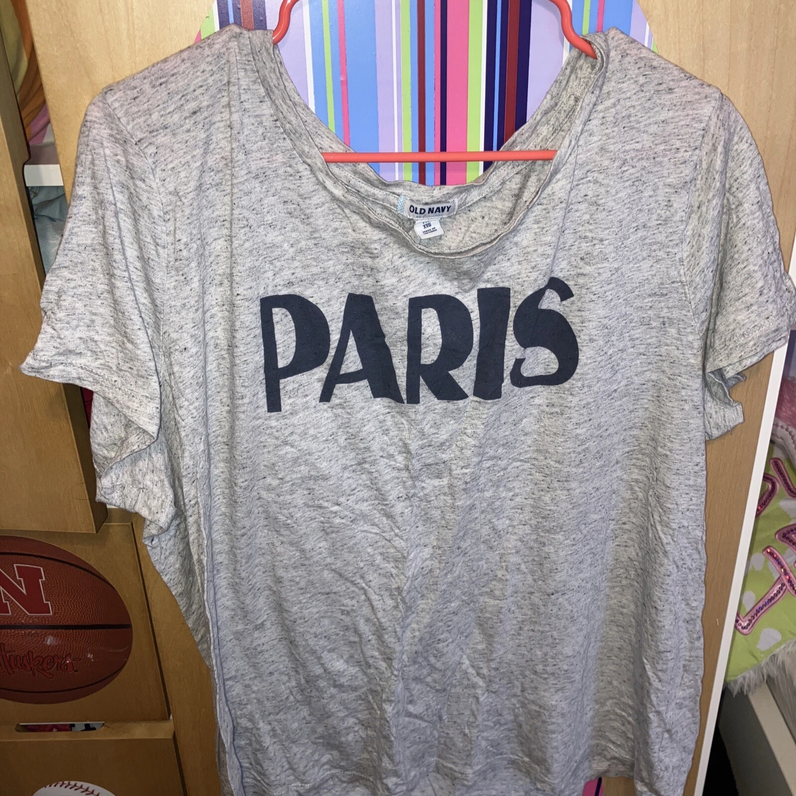Adult Unisex, Old Navy XXL Grey & Navy Paris Soft Shirt