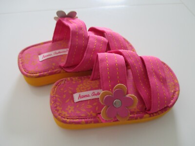 NWOT Hanna Andersson pink orange FLORAL slides/sandals/flip