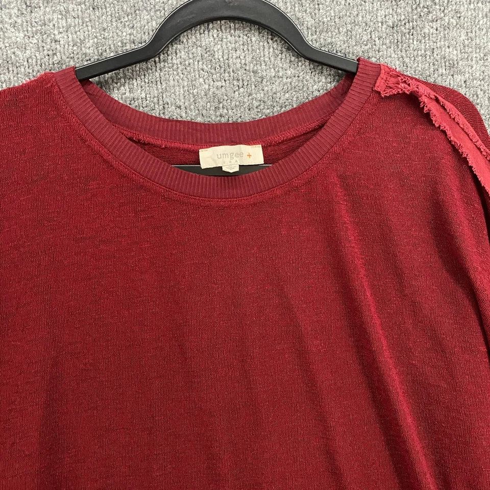 Suéter UMGEE Mujer XL Borgoña Pullover Mangas Largas Lagenlook Boho Hippie Foto 2 de 4
