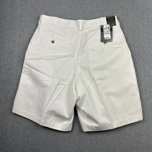 Jos A Bank Shorts Mens 33(32) Ivory Travelers Collection Pleated Cotton NWT $65