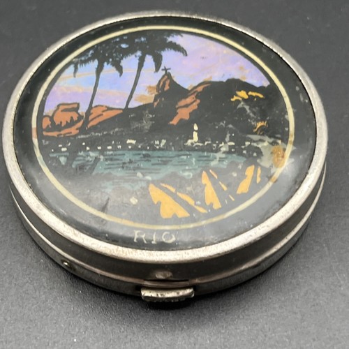 Polvere turistica Rio Brasile vintage compatta palme da montagna argento blu viola - Foto 2 di 13