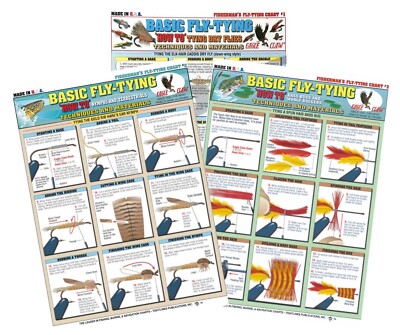 Basic Fly Tying Set - Waterproof Reference to 54 Easy to Follow Tying Diagrams