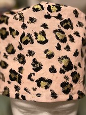 Pink leopard reversible Women's Skull/Chemo Surgical Scrub Hat/Cap Handmade
