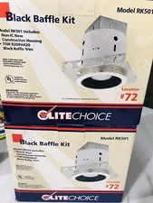 2  Recessed Lights  Black Baffle Kit Model RK501 Remodel or New Construction 75W