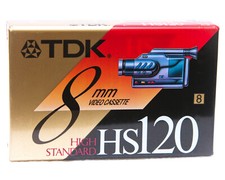 TDK HS120 High Standard 8mm BLANK VIDEO CASSETTE TAPE for use w' 8mm Video Cams