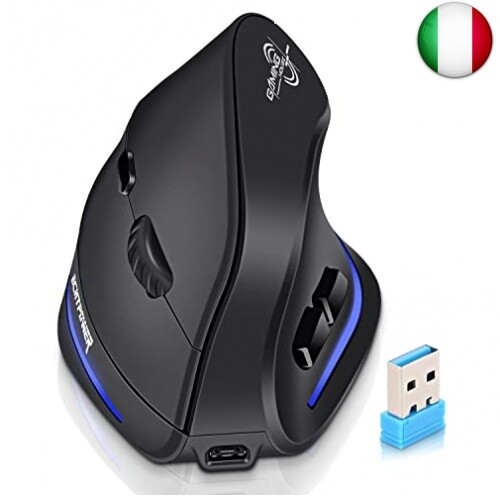 ECHTPower Mouse Portatile, Mouse Verticale, Mouse Wireless, Design Ergonomico,