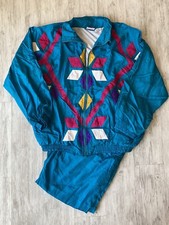 Vintage 80s Windbreaker Track Suit Rock Creek Sz XL Quilt Deign Teal Costume