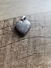 Large Etched Sterling Silver .925 HEART Locket Pendant