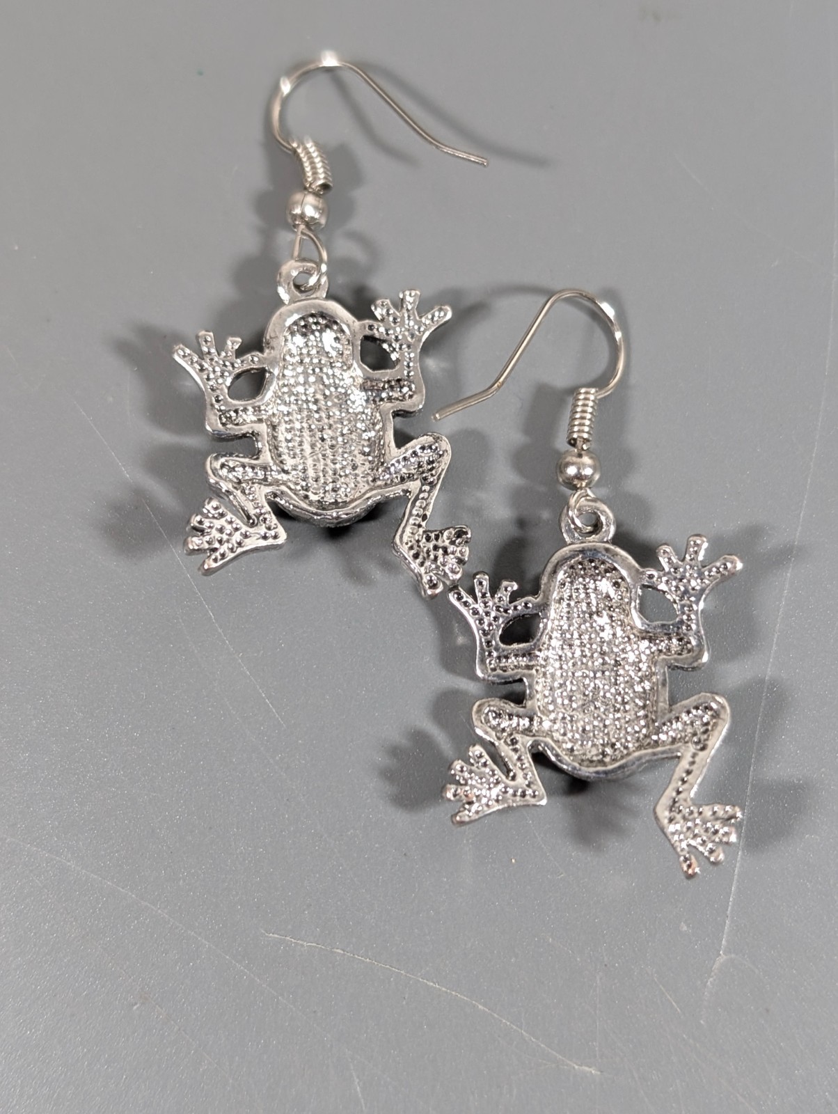 Silver Tone Rhinestone Tree Frog Dangle Earrings … - image 5