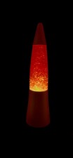 Red Glitter Lava lamp, Silver Bullet Shape - Plastic Base/Cap READ
