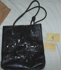 Patricia Nash Black Tooled Leather Pruse Bag ...