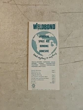 Vintage Weldbond Advertising Brochure.  Universal Space Age Bonding Adhesive 