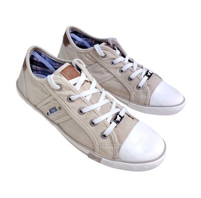 Mustang Womens Beige Canvas Sneakers Low Top Lace Up Casual Shoes EU 40