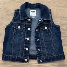 Old Navy Girl s 5T Dark Blue Denim Vest Snap Front