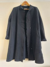OSKA Black 100% Virgin Wool Classic Long Sleeve Button Front Long Coat Size 4