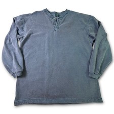 Vintage McIntosh & Seymour Henley Rugby Sweatshirt Mens XXL Teal Distressed Fade