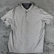 Hickey Freeman Polo Shirt Mens XL Gray Golf Performance Geometric Print AOP